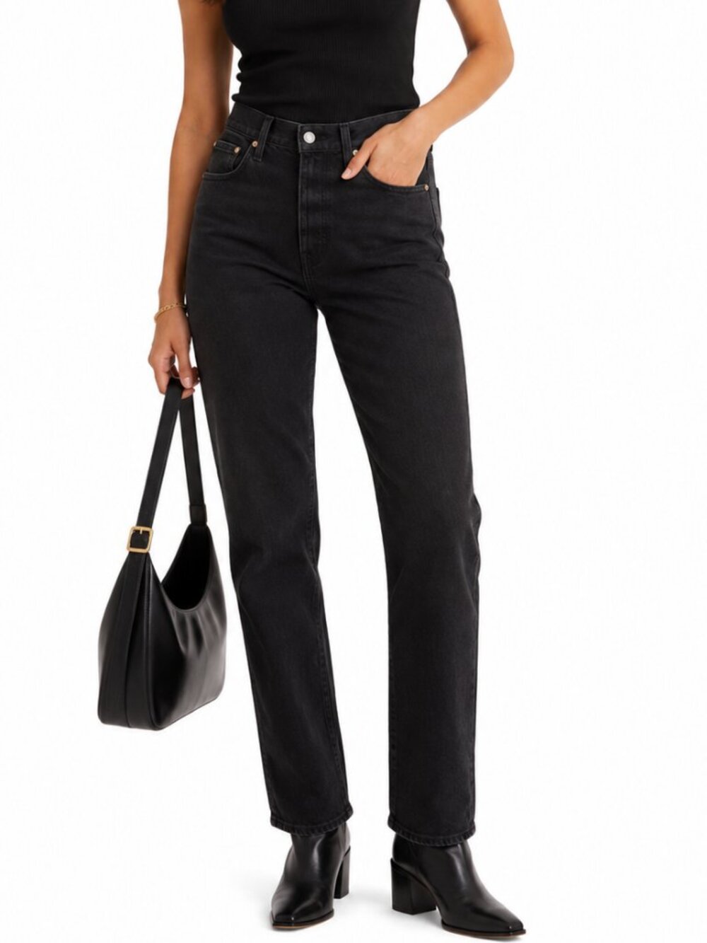 AYR The LaLa Black Straight Leg Jeans Size 31 Made in Los Angeles Premium Denim